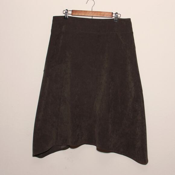 Tribal Brown Faux Suede Asymmetric Skirt Size 10 - Picture 2 of 8